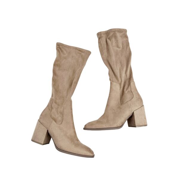 Vionic Shoes - Vionic Inessa Wheat Tan Faux Suede Knee High Block Heel Boots Size 7.5